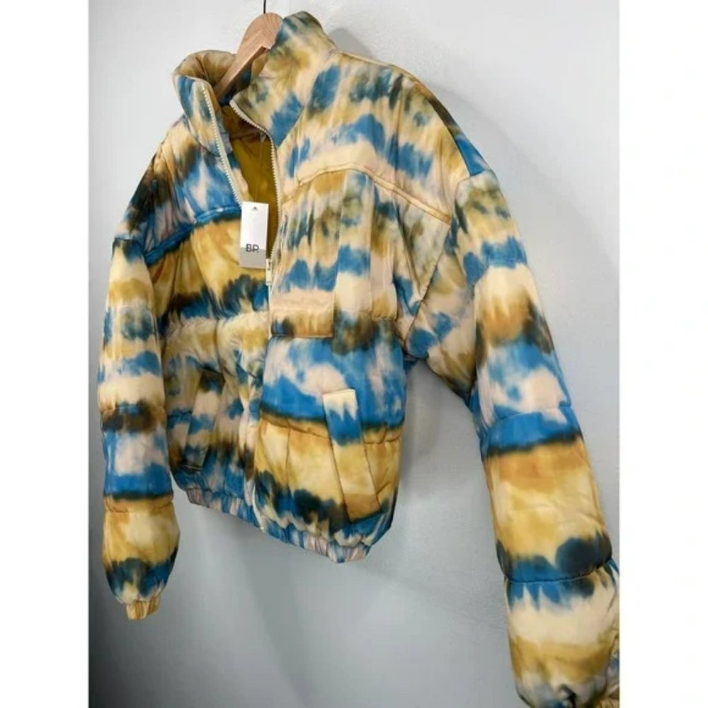 BP. Blue Yellow Horizon Print Puffer Jacket Coat Women's Size: Medium NWT - Picture 4 of 9